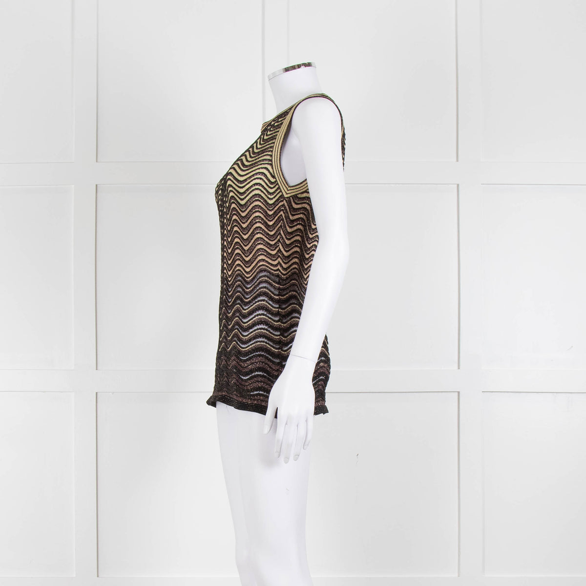 M Missoni Black Gold Lurex Sleeveless Top