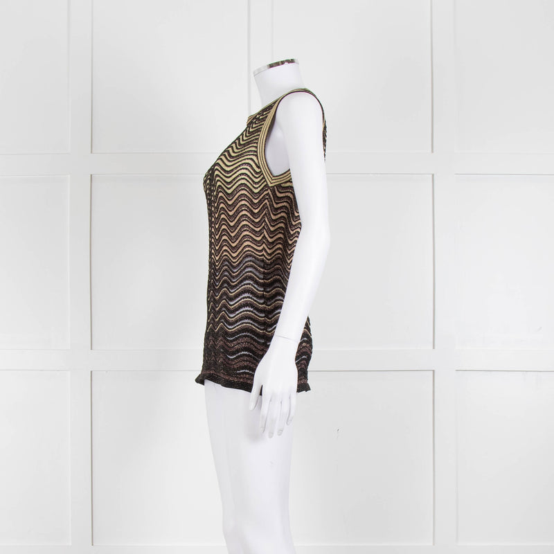 M Missoni Black Gold Lurex Sleeveless Top