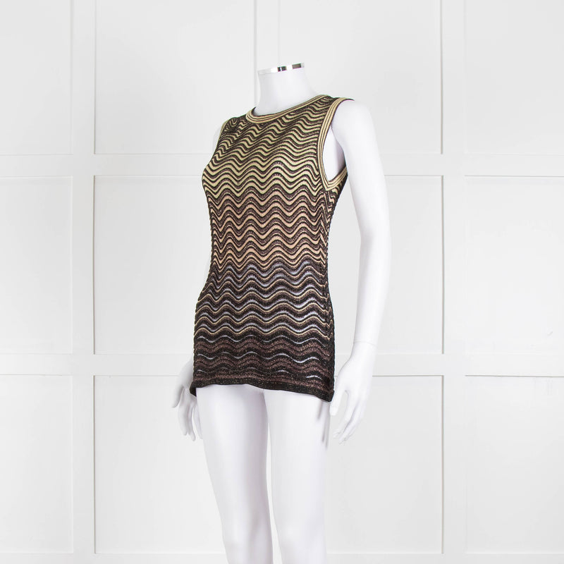 M Missoni Black Gold Lurex Sleeveless Top