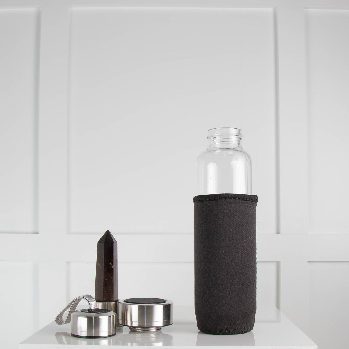Glacce Crystal Elixir Water Bottle with Smokey Quartz Crystal