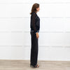 D. Exterior Blue Silver Neck Trim Zip Up  Mesh Cardigan