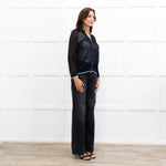 D. Exterior Blue Silver Neck Trim Zip Up  Mesh Cardigan