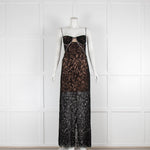 Self Portrait Black Lace Diamante Strappy Long Dress