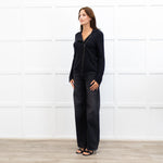 Brora Dark Grey Merino Wool Zip Cardigan