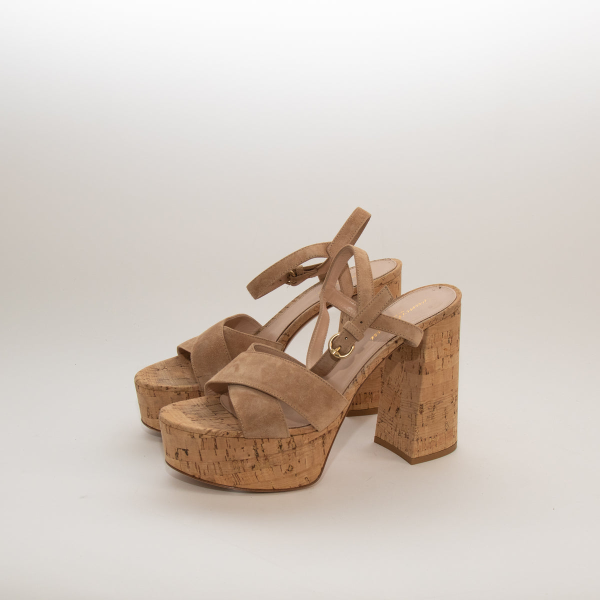Gianvito Rossi Cork Sole Platform Nude Heels