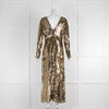 Rixo Gold and Silver Sequin Maxi V Neck