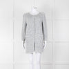 Amina Rubinacci White Blue Fleck Raw Edge Cardigan