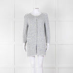 Amina Rubinacci White Blue Fleck Raw Edge Cardigan