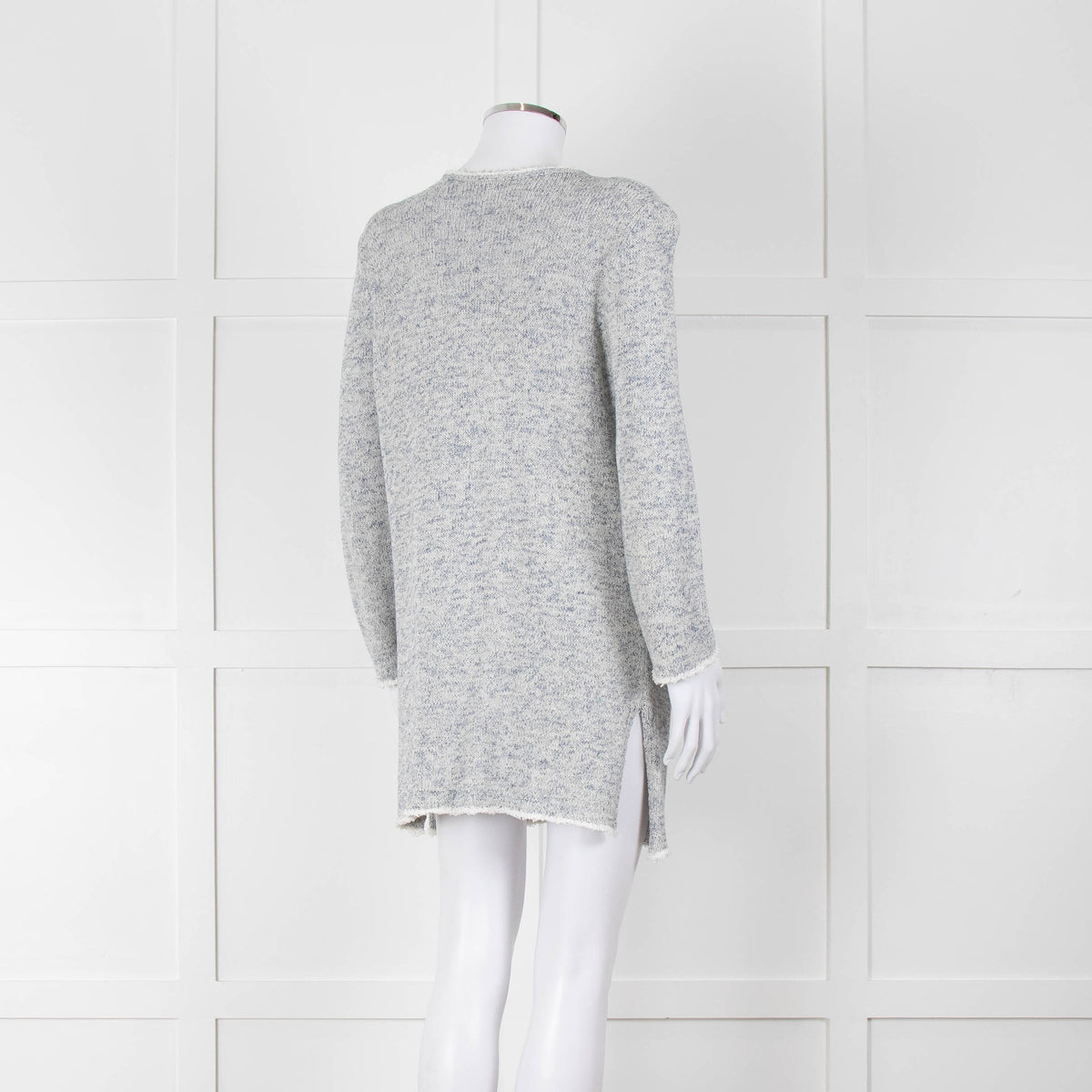 Amina Rubinacci White Blue Fleck Raw Edge Cardigan