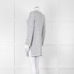 Amina Rubinacci White Blue Fleck Raw Edge Cardigan