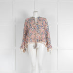 ByTimo Pink Floral Tie Neck Top