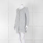 Amina Rubinacci White Blue Fleck Raw Edge Cardigan