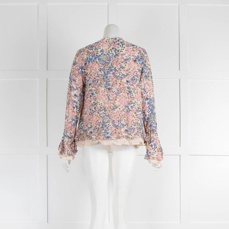 ByTimo Pink Floral Tie Neck Top