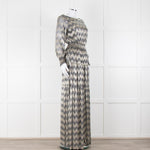 ba&sh Grey Silver Gold Lurex Low Back Evening Maxi Dress