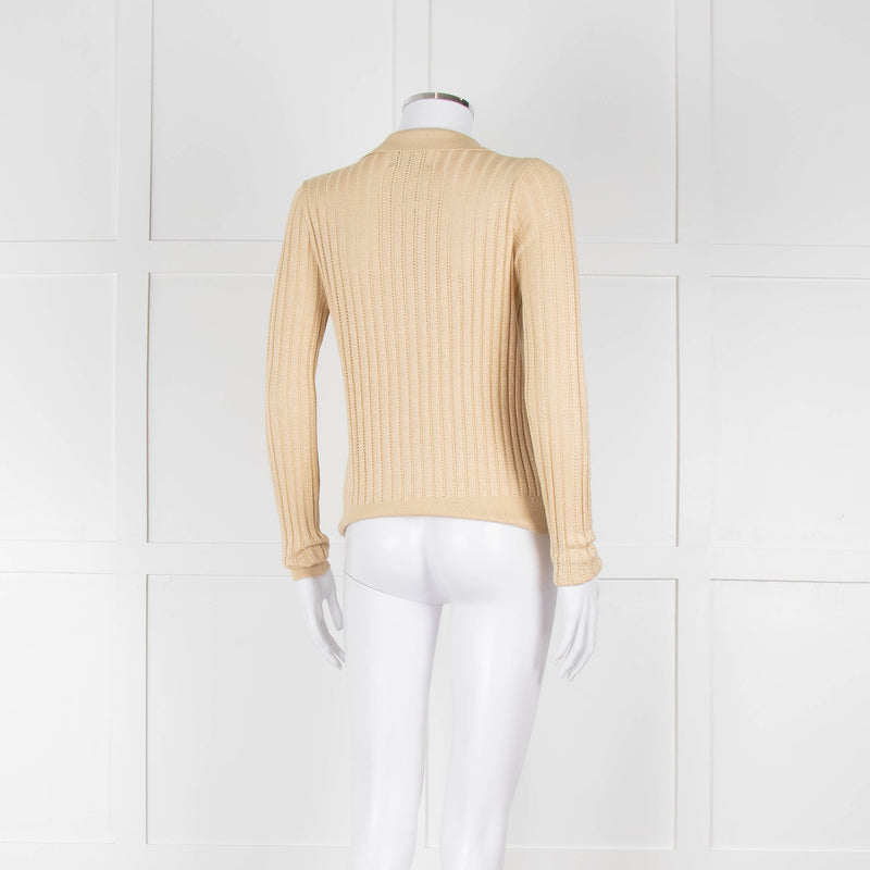 Wyse Gold Ribbed V-Neck Lurex Sweater