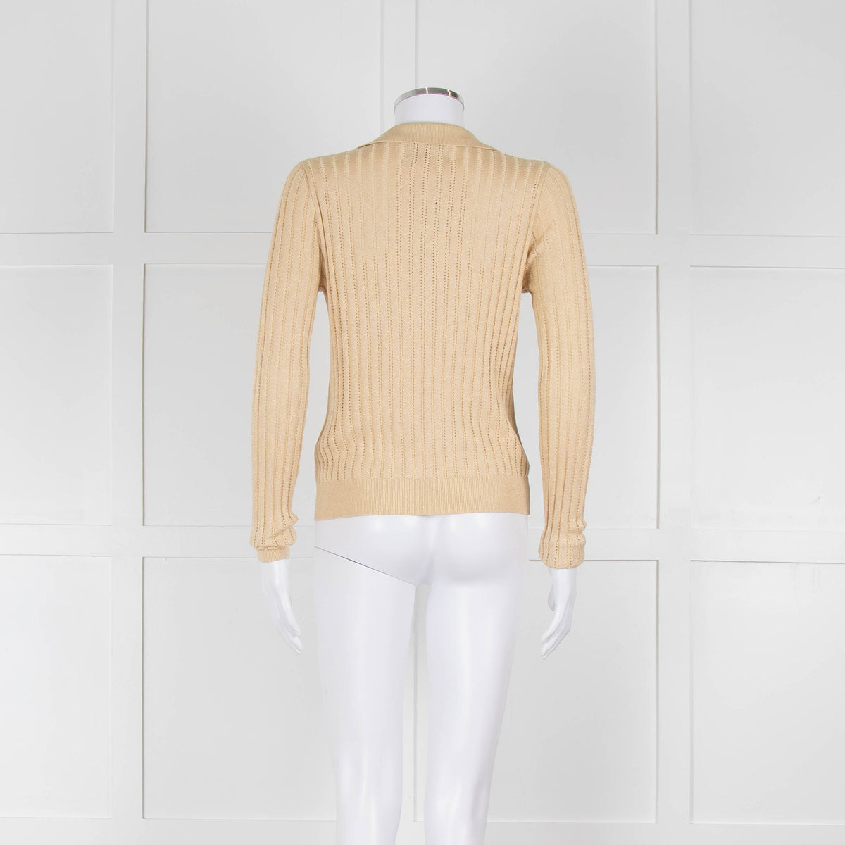 Wyse Gold Ribbed V-Neck Lurex Sweater