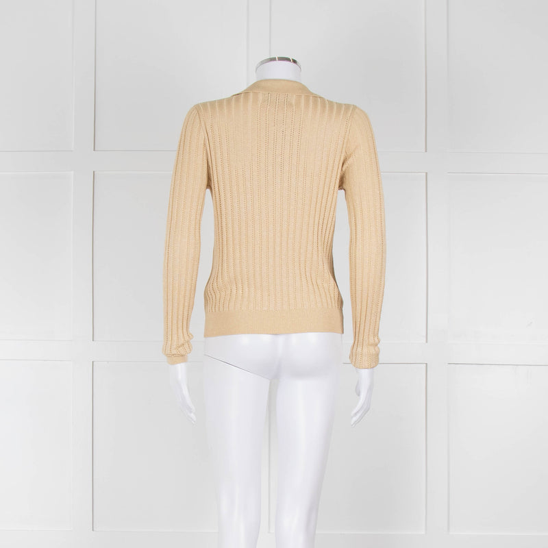 Wyse Gold Ribbed V-Neck Lurex Sweater