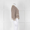 Rebecca Taylor Beige Gold Black Fleck Fringe Sequin Trim Jacket