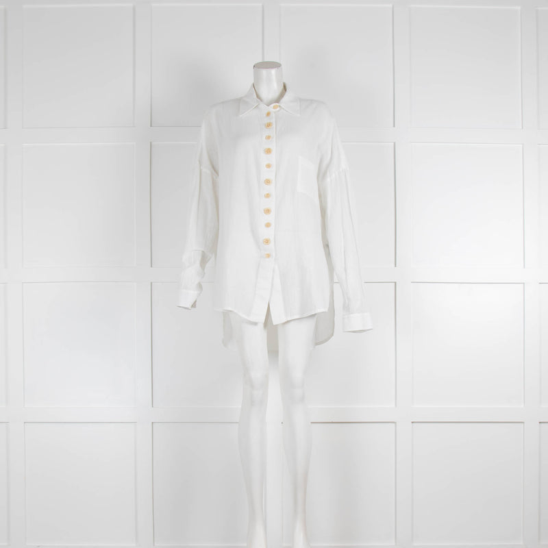 Albus Lumen White Cotton Button Detail Shirt