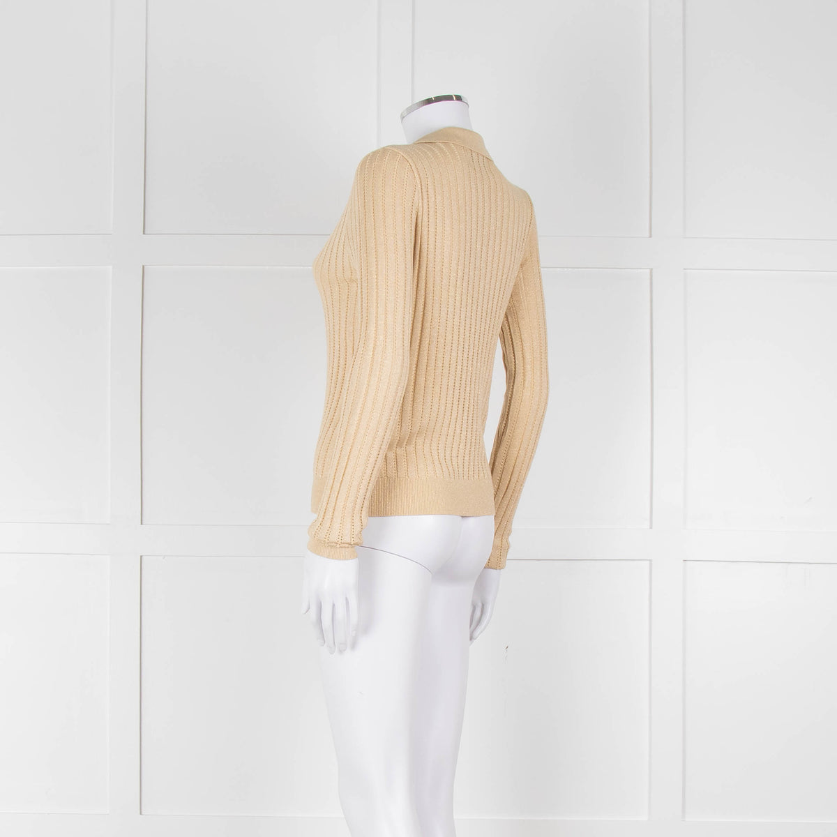 Wyse Gold Ribbed V-Neck Lurex Sweater