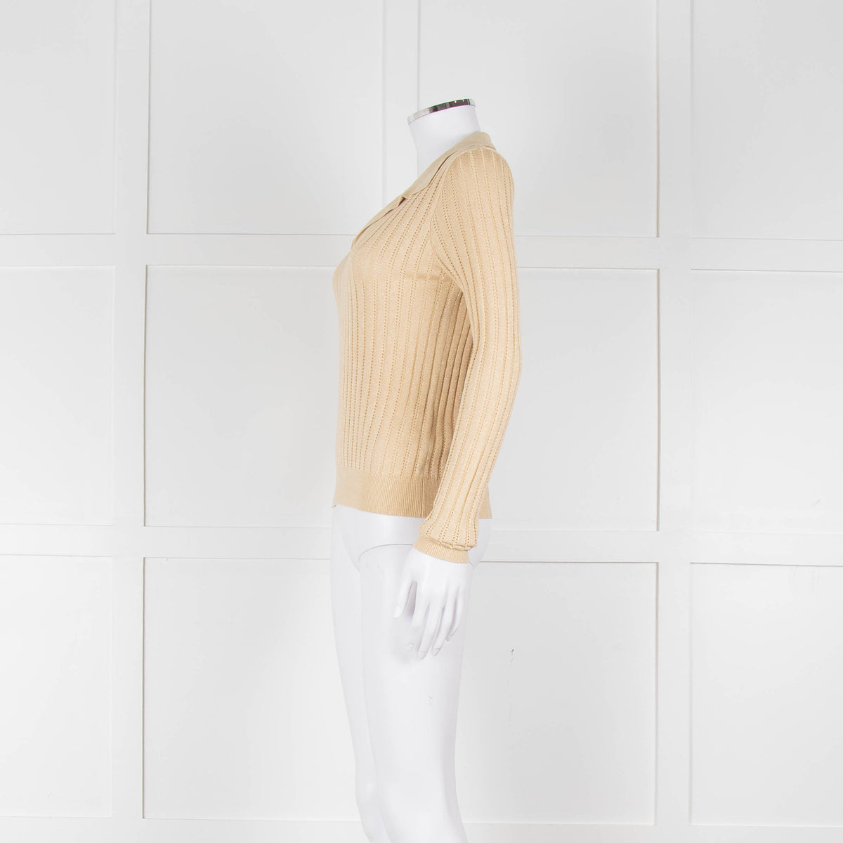 Wyse Gold Ribbed V-Neck Lurex Sweater