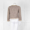 Rebecca Taylor Beige Gold Black Fleck Fringe Sequin Trim Jacket
