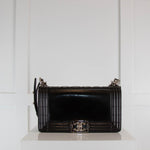 Chanel Reverso Medium Black Glazed Calfskin Boy Bag