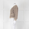 Rebecca Taylor Beige Gold Black Fleck Fringe Sequin Trim Jacket