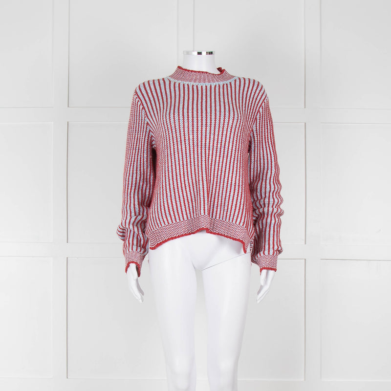 MIH Pale Blue Red Striped Cotton Sweater