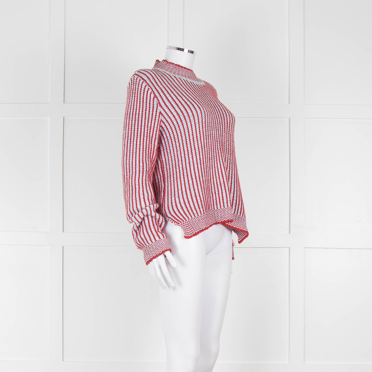 MIH Pale Blue Red Striped Cotton Sweater