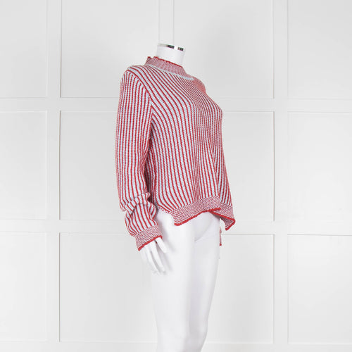 MIH Pale Blue Red Striped Cotton Sweater