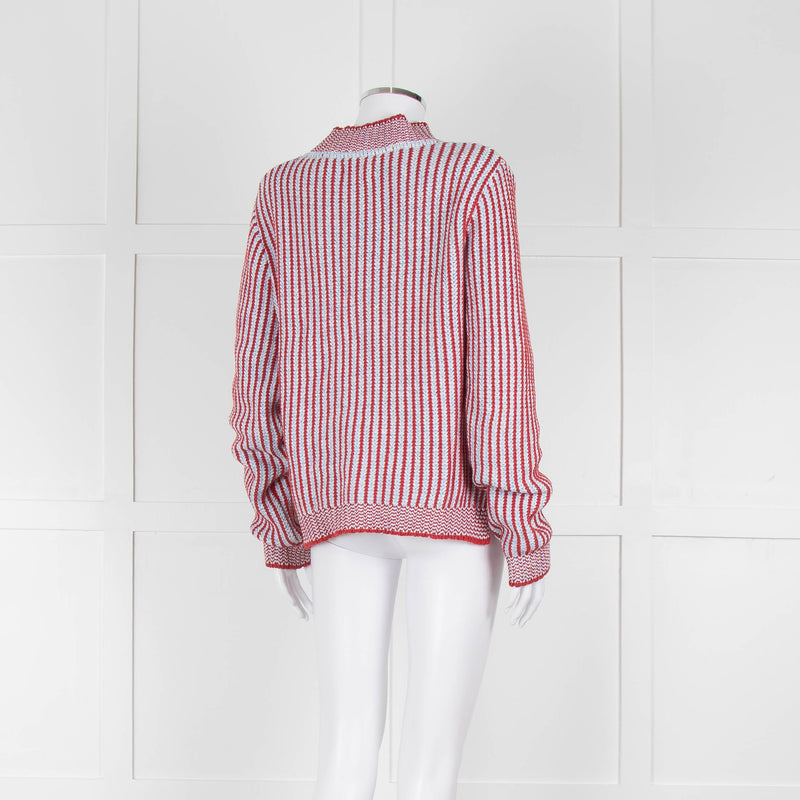 MIH Pale Blue Red Striped Cotton Sweater