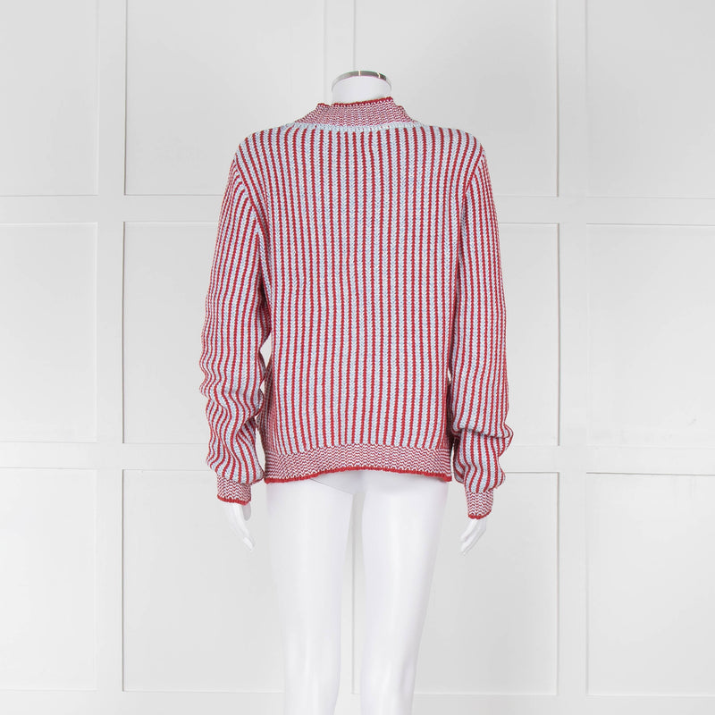 MIH Pale Blue Red Striped Cotton Sweater