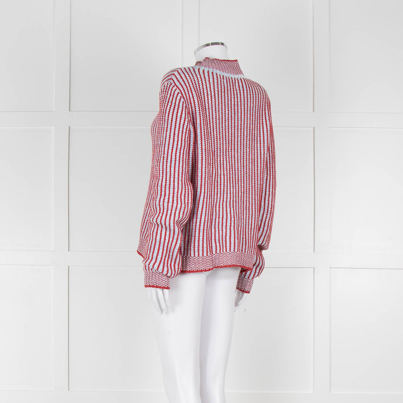 MIH Pale Blue Red Striped Cotton Sweater