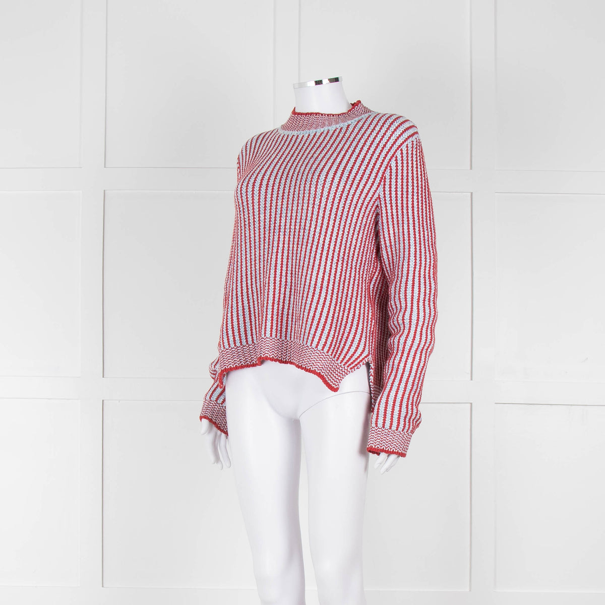 MIH Pale Blue Red Striped Cotton Sweater