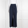 Roland Mouret Navy Twist Front Crop Wide Leg Trousers