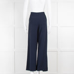 Roland Mouret Navy Twist Front Crop Wide Leg Trousers