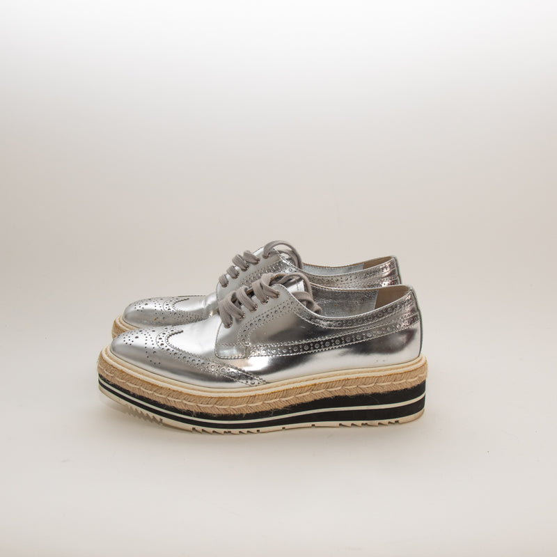Prada Silver Donna Espadrille Brogue