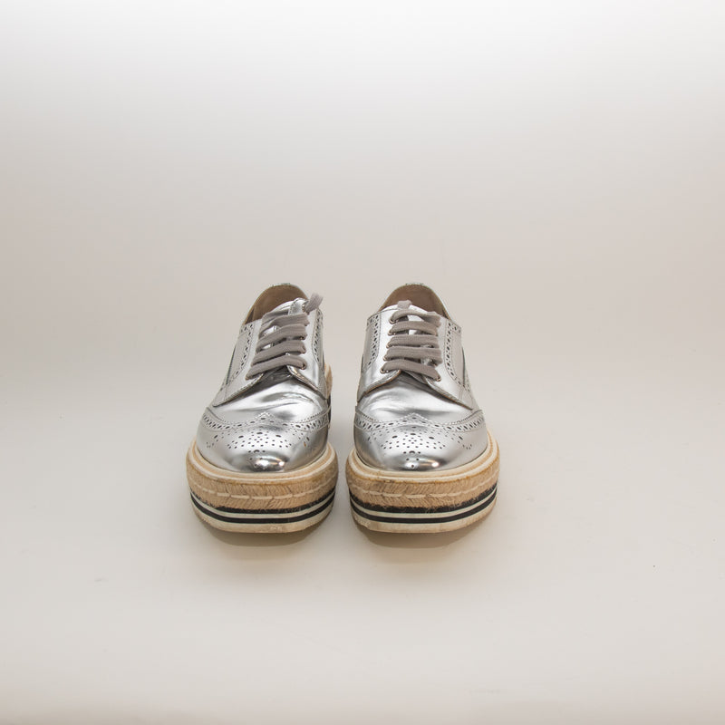 Prada Silver Donna Espadrille Brogue