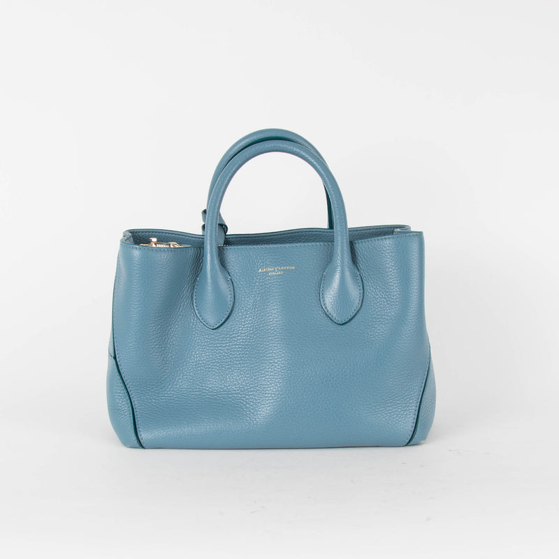 Aspinal Of London Blue Pebble Leather Midi London Tote