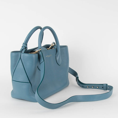 Aspinal Of London Blue Pebble Leather Midi London Tote