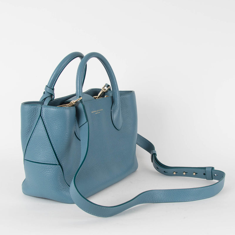 Aspinal Of London Blue Pebble Leather Midi London Tote
