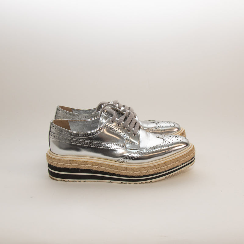 Prada Silver Donna Espadrille Brogue