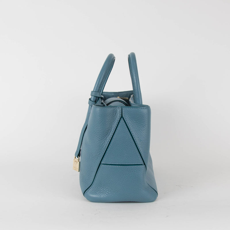Aspinal Of London Blue Pebble Leather Midi London Tote