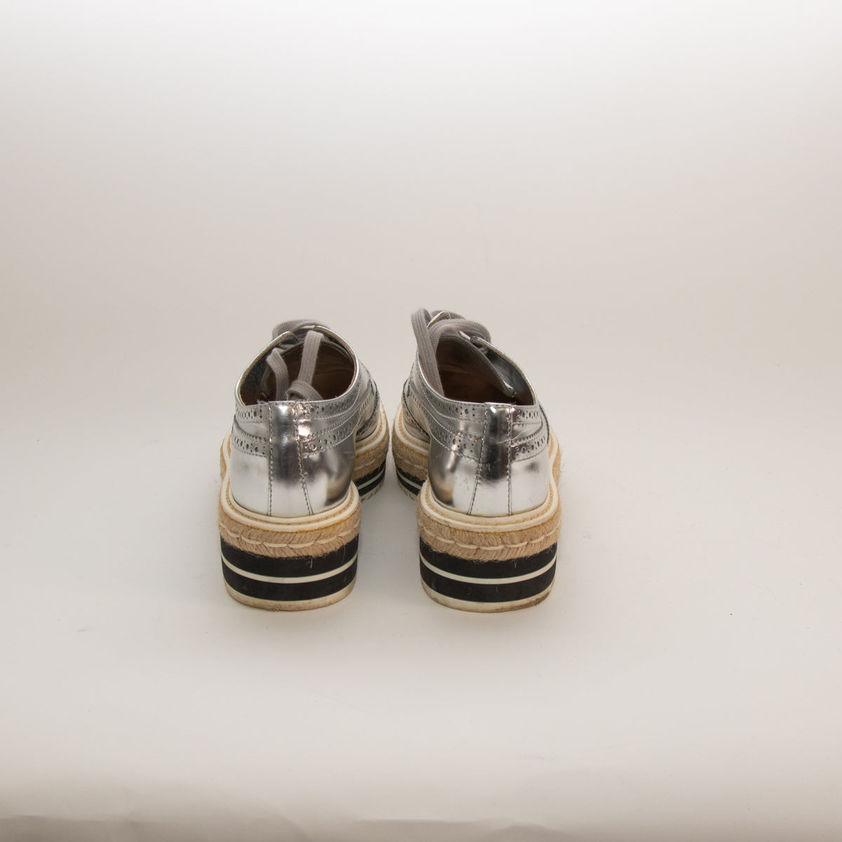 Prada Silver Donna Espadrille Brogue