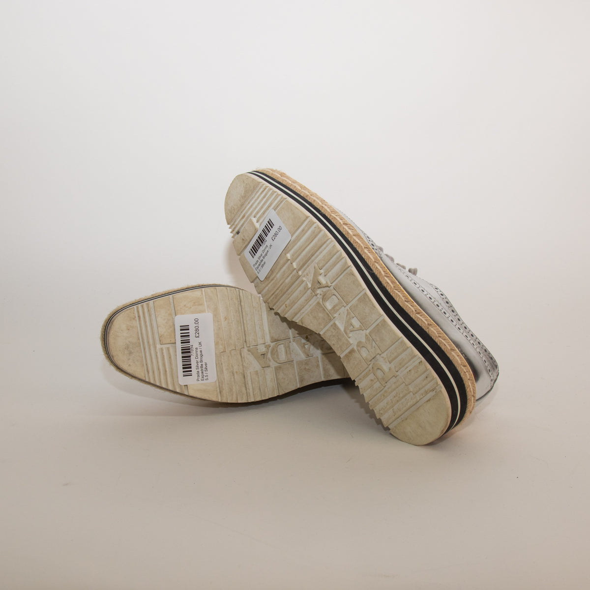 Prada Silver Donna Espadrille Brogue