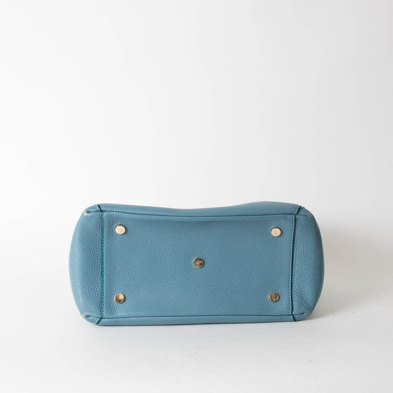 Aspinal Of London Blue Pebble Leather Midi London Tote