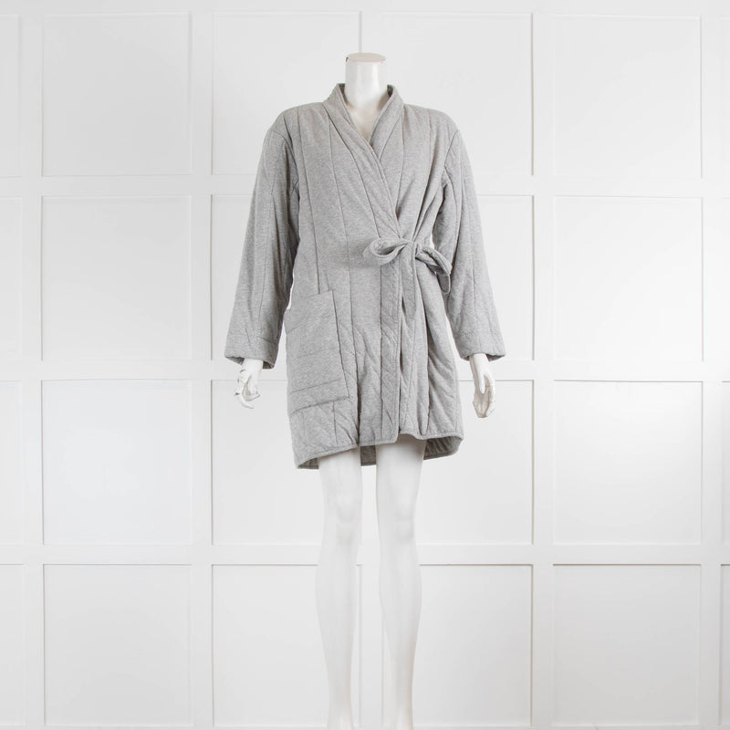 Skin Grey Quilted Jersey Cotton Robe