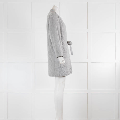 Skin Grey Quilted Jersey Cotton Robe