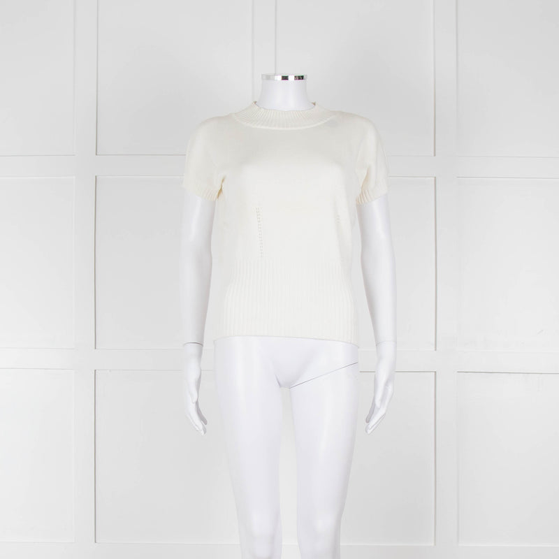 Maxmara Cream Short Sleeve Back Button Cotton Jumper